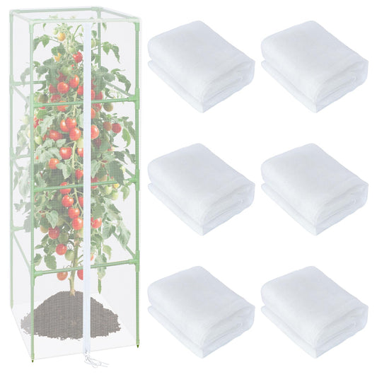 ZeeDix 57" x 16.1" Garden Bird Netting for Square Tomato Cage, 6 Pack Garden Mesh Barrier, Plant Covers Protect Tomatoes, Vegetables, Blueberry Bush from Birds & Pests