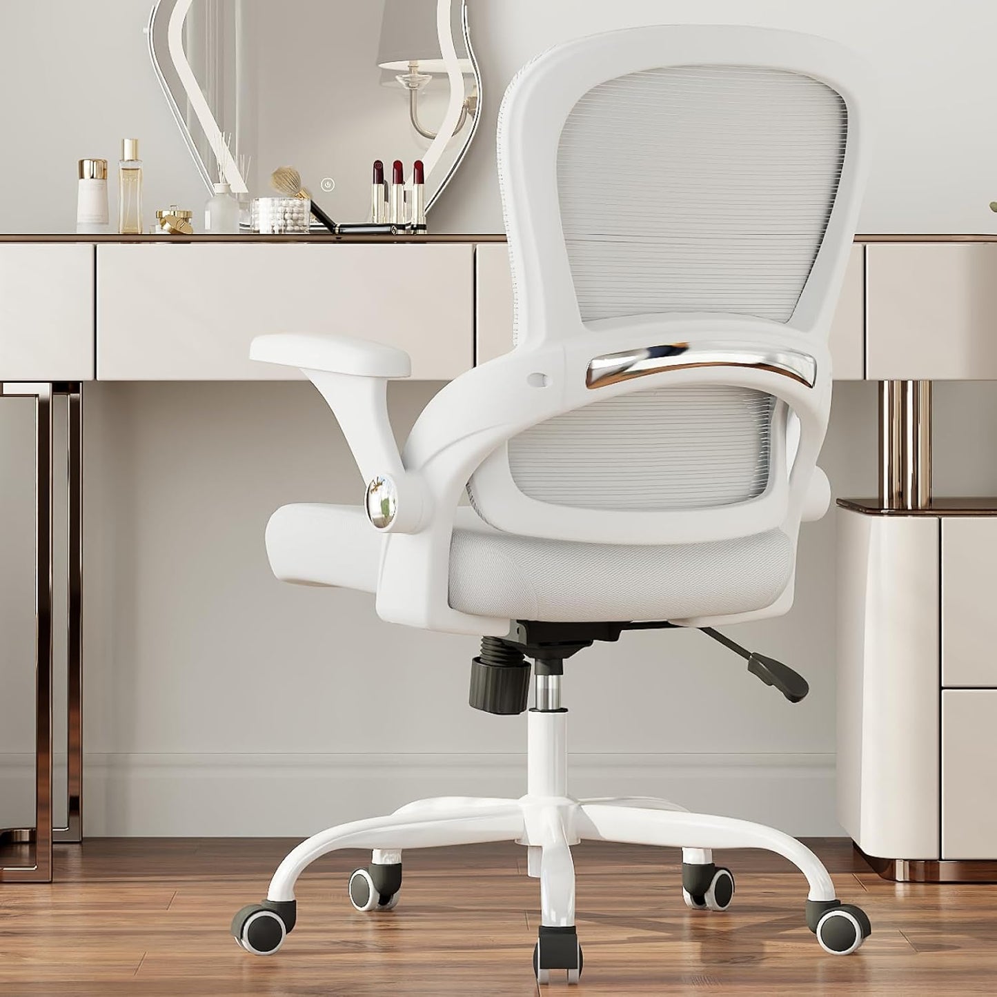 TRALT Office Chair - Ergonomic Office Chair with Back Support, Home Office Desk Chairs, Comfy Desk Chair, Computer Chair, 330lbs Wide Seat Big and Tall Office Chairs for Gamers(White)