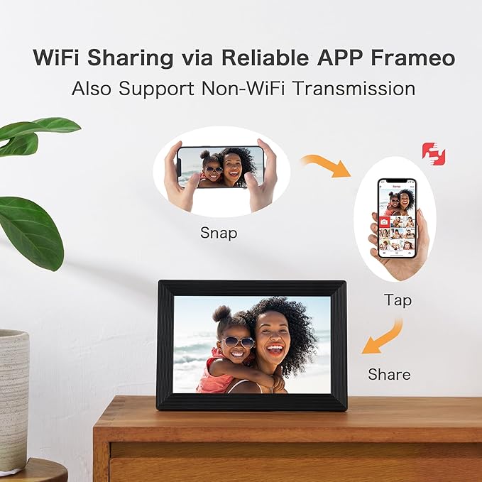 Digital Picture Frame, Frameo WiFi 10.1 Inch 1280*800IPS HD Touch Screen Digital Photo Frame, 32GB Memory, Auto-Rotate, Share Picture Video, Birthday Gifts for Women, Gifts for Mom, Dad, Wedding Gifts