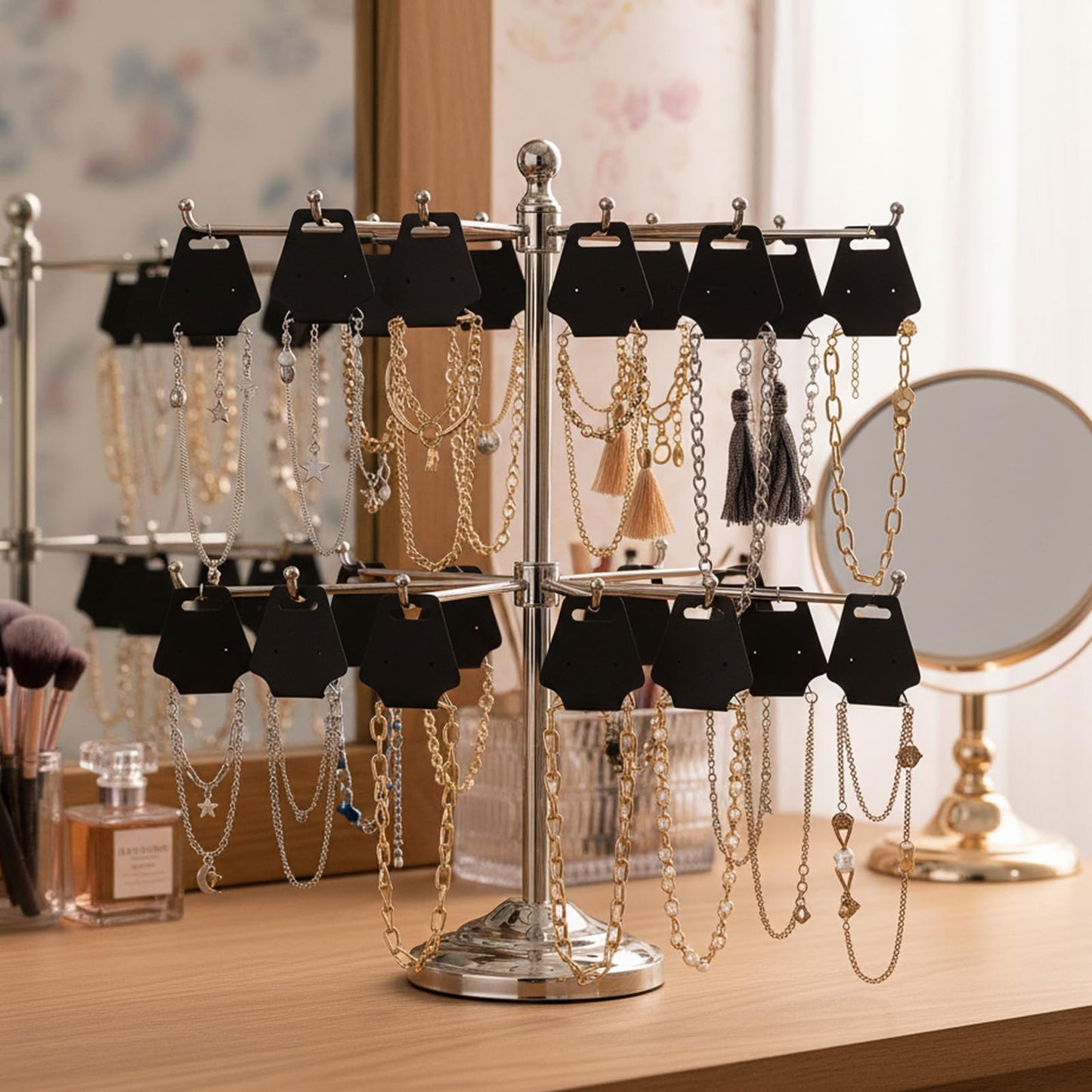 500pcs Jewelry Display Cards,Adhesive Necklace Cards Paper Bracelet Necklace Display Cards,Blank Card Hanging Holder for Choker Earring Hairband Displaying Small Business Supplies(Black)