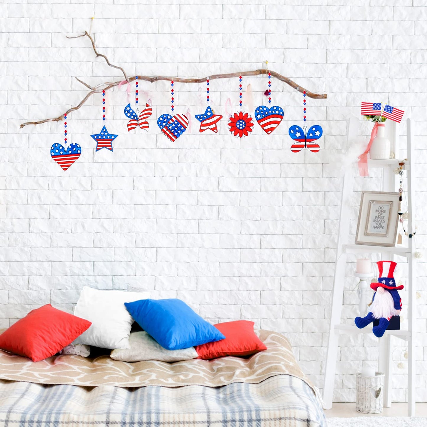 Winyn 24 Sets Patriotic Suncatchers Ornaments Decorations DIY Window Paint Art Stickers Craft Kit American Star Heart Sun Catchers for Kids Classroom 4th of July Activity Art Projects Party Favors
