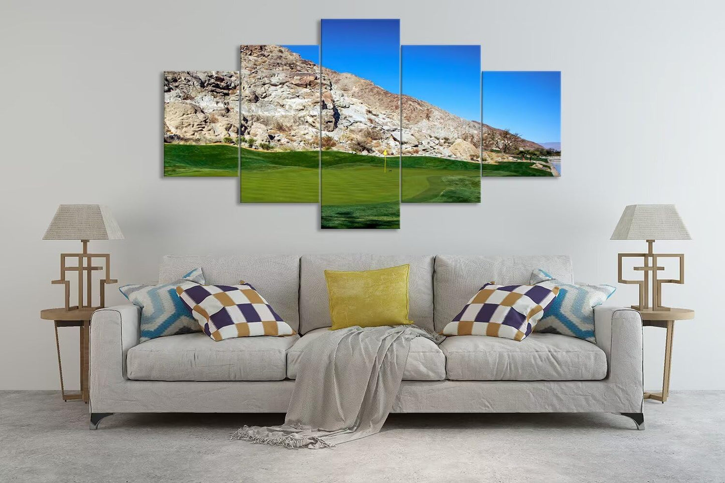 California Golf Course Wall Art for Living Room Bedroom Bathroom Home Decoraitons Golf Course in Palm Pictures Posters Framed Artwork Canvas Prints Ready to Hang(60''W x 40''H)