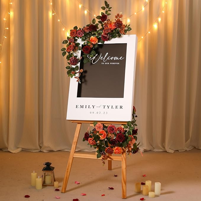 5FT Terracotta Artificial Flower Garland Fall Floral Garland Burnt Orange Arch Rose Vine for Wedding Ceremony Party Backdrop Decor Arch Flowers Mantel Table Centerpieces Decorations