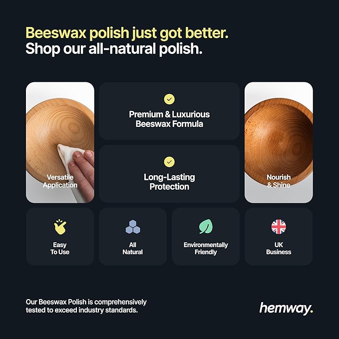Hemway Premium Dark Oak Beeswax Furniture Wax Polish 200ml / 6.8fl oz | & 2 Lint-Free Cloths | Natural Polish and Protect for Modern & Antique Wood and Chalk Furniture Paint