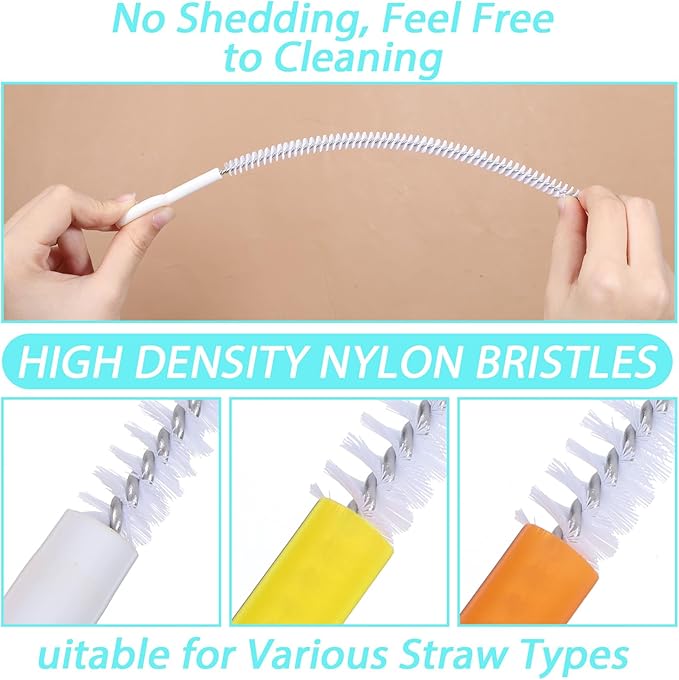 4 Pcs Straw Clean Brush, Extra Long 10 Inch for Cleaning Tumbler with Handle, Straw Tube Brushes for Cleaning Water Bottles