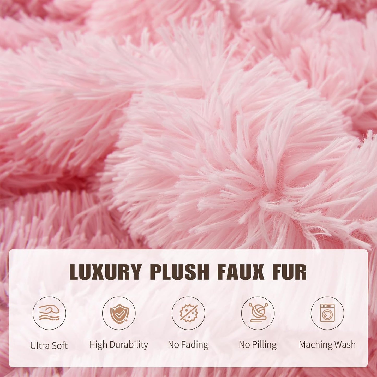 Fluffy Bean Bag for Stuffed Animals Storage, Faux Fur Washable Bean Bag Chair Cover(No Filler) for Textile Plush Toys, Beanbag Chair Cover for Adults Kids Teens, 7FT, Pink