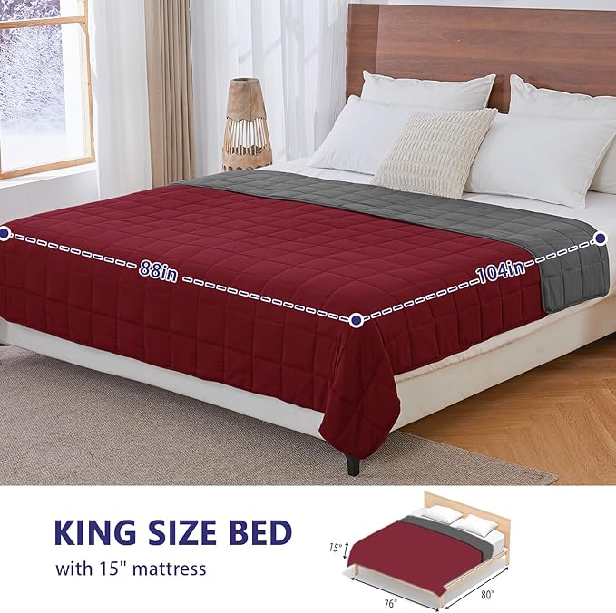 yescool Weighted Blanket for Adults (25 lbs, 88” x 104”, White) Cooling Heavy Blanket for Sleeping Perfect for 240-260 lbs, King Size Breathable Blanket with Premium Glass Bead