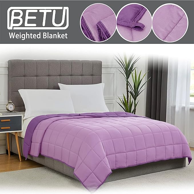Purple Weighted Blanket for Adults 12lbs, 60"x80", Queen Size Cooling Heavy Throw Blanket for 110-130lbs, Microfiber Soft Thick Big Blankets Weighted Comforter Gifts for Sleeping