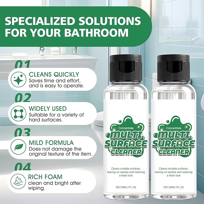 JAOJAO Bath Tub Cleaner for Jet Tubs, Whirlpools & Spa Bath System, Powerful and Multifunctional, Gentle & Safe Formula Protecting Family for Bathroom Bathtub Shower Washbasin and Kitchen, 30ml*2