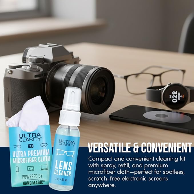 Powered by Nano Magic Eyeglass Lens Cleaning Spray | 10oz Value Pack | 2 2oz Sprays, 6oz Refill, 2 Microfiber Cloths | Ideal for Glasses, Phone, Screens, Optic Surfaces Coated Surfaces