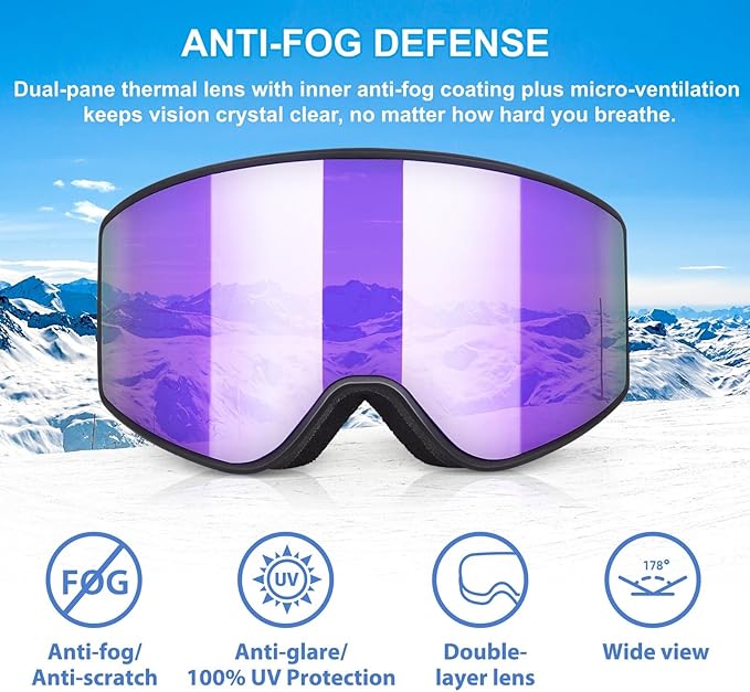 EXP VISION Ski/Snowboard Goggles Parent-child Snow Goggles Over Glasses for Men, Women Youth Kids