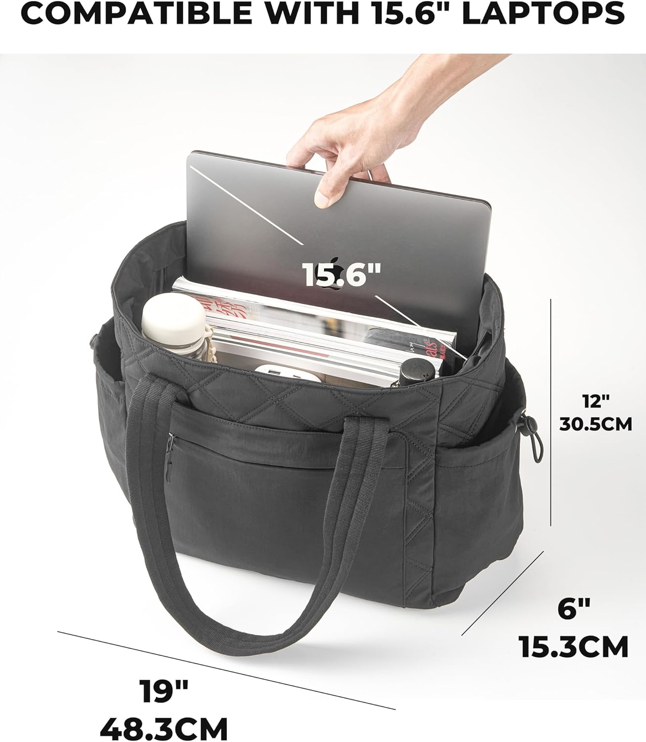 Tote Bag for Women, Lightweight Puffer bag with Zipper & Compartments, Quilted Shoulder Bag for Work, Travel,Gym