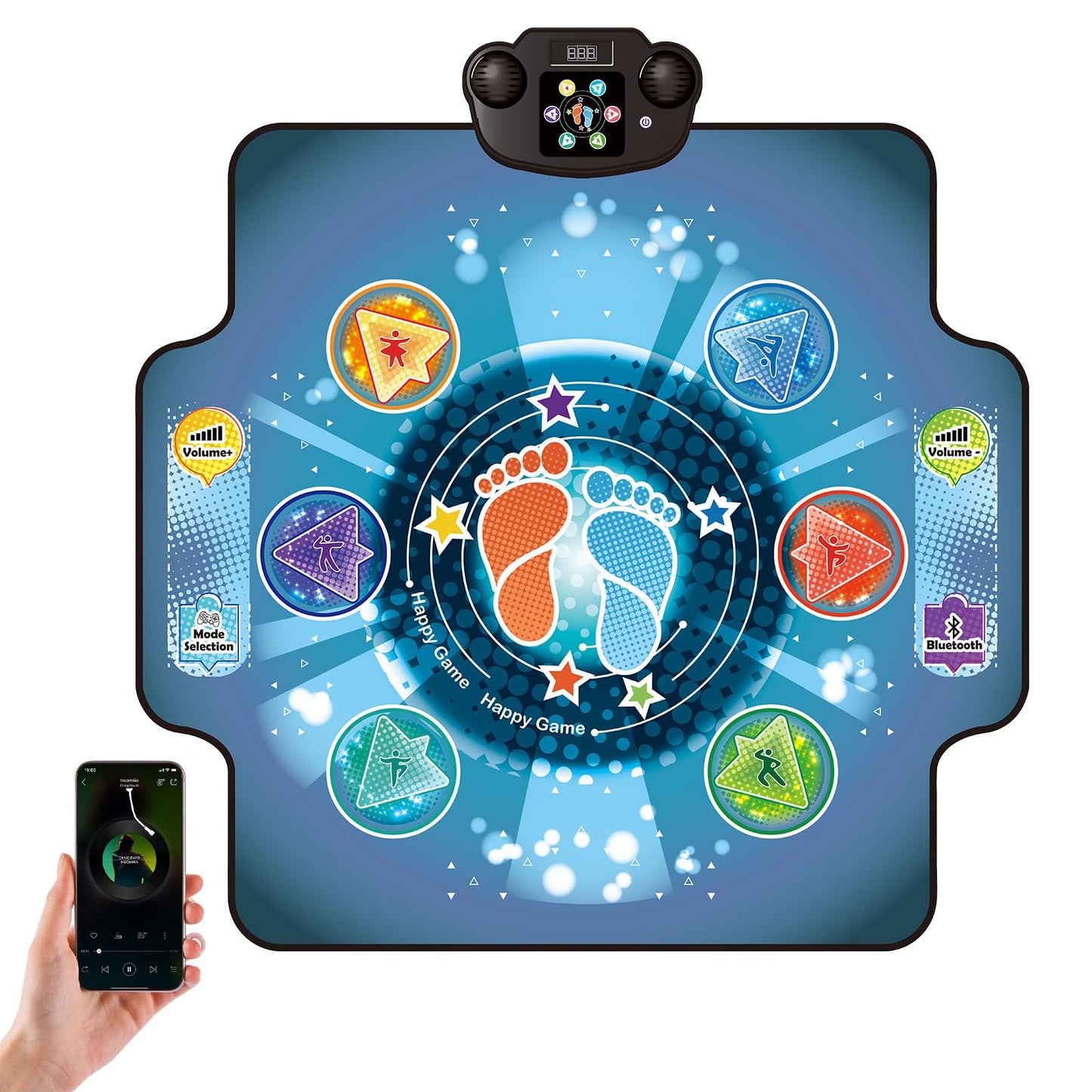 BulaBe Upgraded Dance Mat for Kids with Wireless Bluetooth, 5 Game Modes, LED Lights,Electronic Music Game Dance pad Floor Toys for Girls Boys Birthday Gifts Ages Toddlers 3-5 4-8 8-12 Year Old
