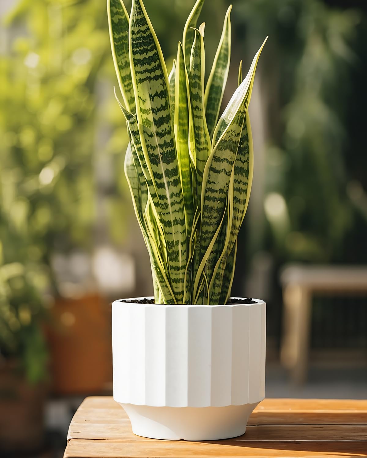 OXART Ceramic Plant Pot, 7.6+6.2+5 inch Planter with Drainage Hole, Set of 3 Modern Plant Pots for Intdoor/Outdoor, Home Garden Flower Pots for Plants Cacti, Succulents, Snakes, and Pothos, White