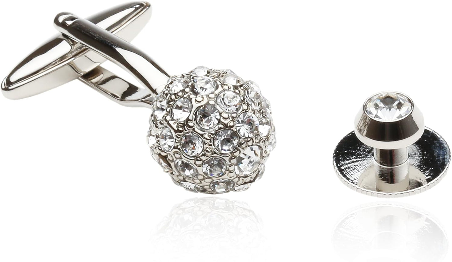 Cuff-Daddy Crystal Ball Cufflinks Studs with Presentation Box