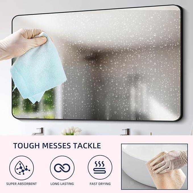 & PLUSH Microfiber Cleaning Cloth Roll - 85 Pack, Tear Away Microfiber Towels, 12" x 12", Reusable, Washable, Streak Free, Ultra Absorbent Dish Rags for Car, Home, Garage or Shop (Blue)