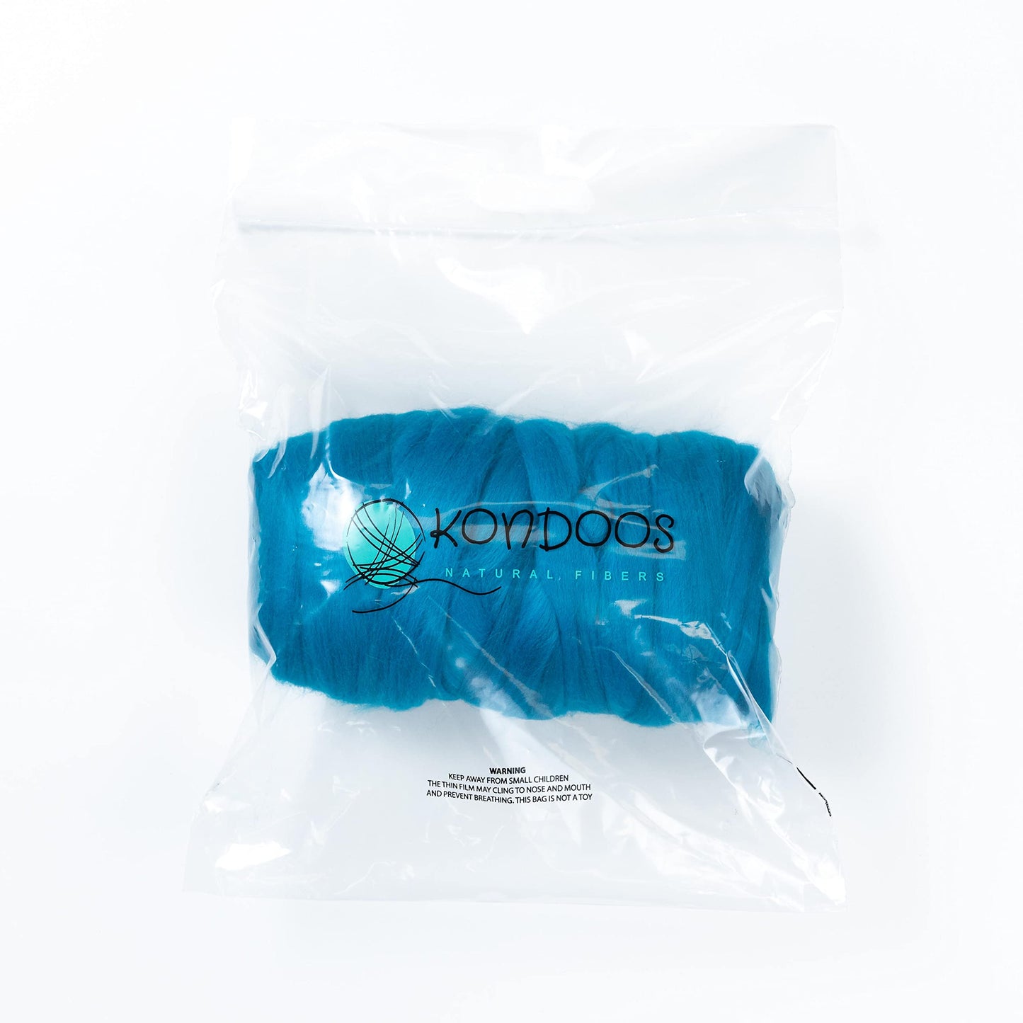 Kondoos Colored Natural Wool roving, 1 lb. Best Wool for Needle Felting, Wet Felting, handcrafts and Spinning.Wool Felting Yarn Supplies (Turquoise, 1 lb)