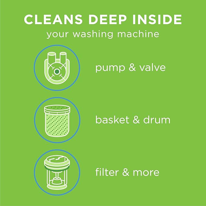 Affresh Washing Machine Cleaner, Helps Power Away Odor Causing Bacteria & Grime Deep Inside Pump, Valve & Hoses, 5 Time Release Tablets, 5 Month Supply