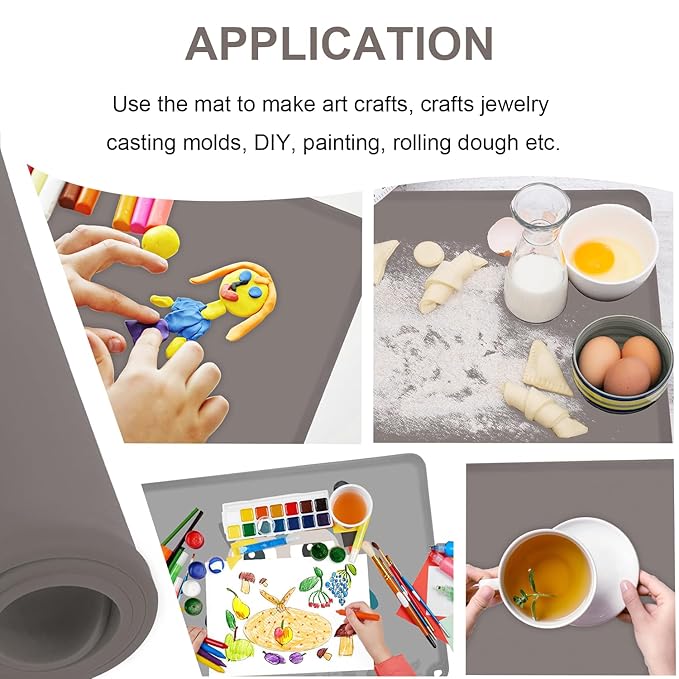 Silicone Placemats for Toddlers Thicker Version, Non-Slip Reusable Kids Placemats for Dining Table, Stain-Proof Baby Table Mat for Restaurants 6 Packs (Light Gray&Dark Gray)