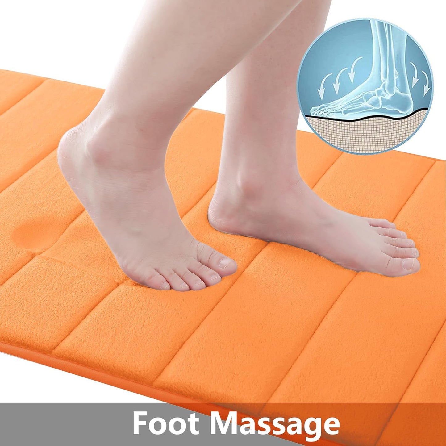 Buganda Memory Foam Bath Mat, 44" x 24", Ultra Soft and Non-Slip Bathroom Rugs, Water Absorbent and Machine Washable Bath Rug Runner for Bathroom, Shower, and Tub, Orange