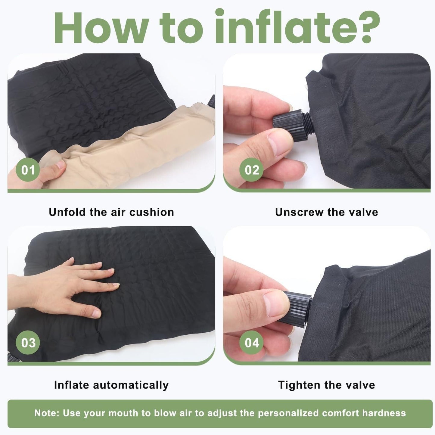 Self-Inflating Airplane Seat Cushion for Long Flights – Portable Travel Cushion Airplane Seat - Memory Foam Travel Seat Cushion Providing Pressure Relief and Premium Comfort (Extra Large Beige)