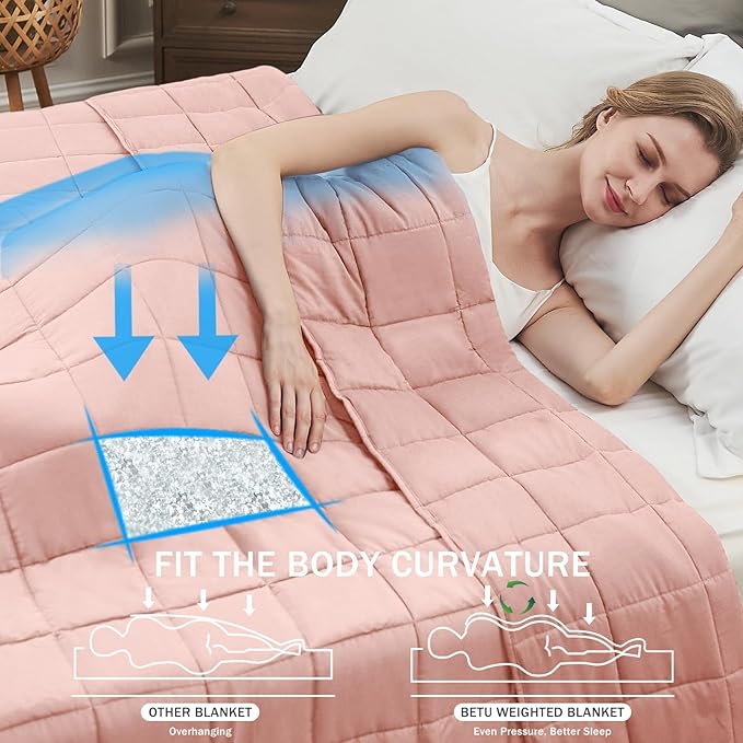 Pink Weighted Blanket for Adults 15lbs, 48"x72", Twin Full Size Cooling Heavy Throw Blanket for 120-160lbs, Microfiber Soft Thick Big Blankets Weighted Comforter Gift for Sleeping