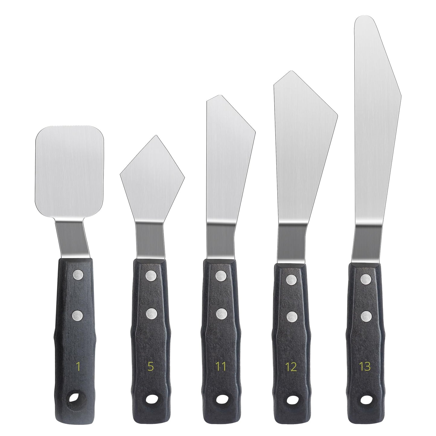 5PCS Paint Knife Large Palette Knives Set Stainless Steel Spatula Pallet Knife Color Mixing Art Supplies for Oil, Acrylic, Canvas, Watercolor Painting