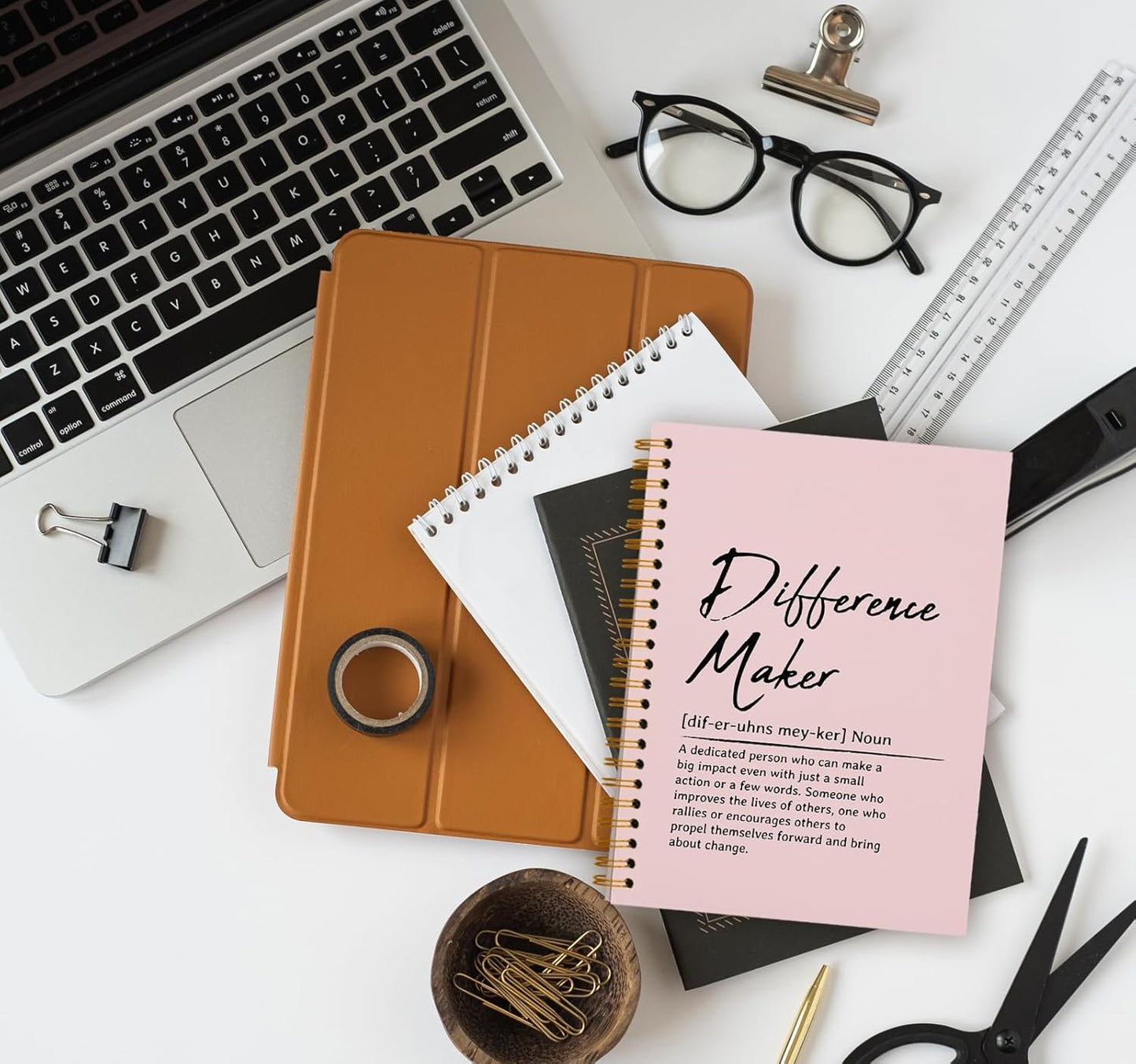 OXW Blush Notebooks for Work, Difference Maker Gift Meeting Notebook Journal for Writing, Employee Appreciation Gifts, Thank You Gifts for Women Men Leader Mentor Boss Manager, 5.5"x8.3"