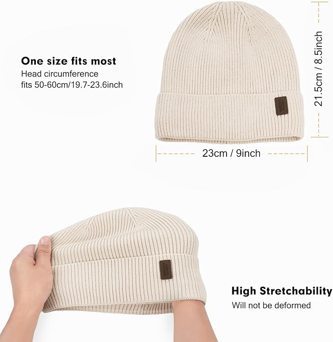 Wmcaps Winter Beanie for Men Women, Fleece Lined Beanie Soft Warm Knit Hat Ski Stocking Cuffed Cap