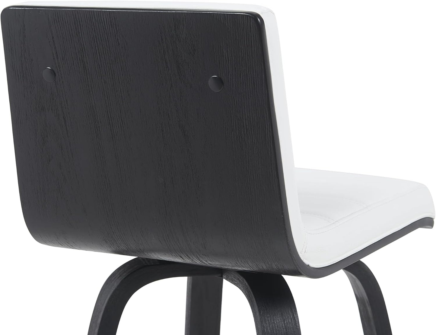 Vienna Modern Counter Height Swivel Bar Stool with Snow White Faux Leather Seat and Black Brushed Wood Frame Set of 3