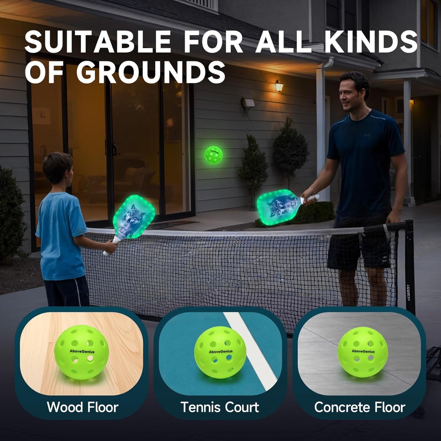 Glow in The Dark Pickleball,6 Pack Outdoor Pickleballs, LED Light Up High Visibility and Long-Lasting for Nighttime Play,Pickleball Gift