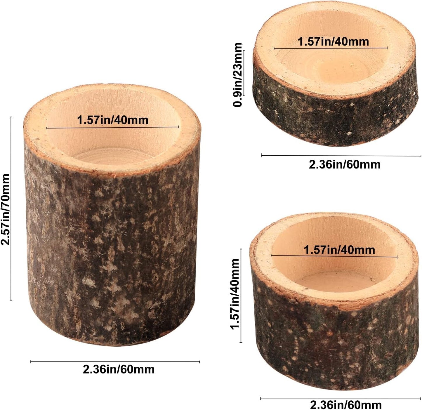 Set of 12 Wooden Tea Light Candle Holders, Personalized Natural Wooden Votive Vintage Tea Light Candle Holders for Rustic Centerpieces for Dining Table Wedding Party (Set of 12)