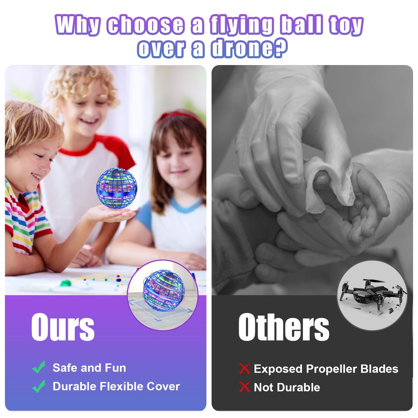 XINHOME Flying Ball Orb Toys Hover Soaring Flying Toy Globe Shape Magic Boomerang Spinner Hand Controller Mini Drone for Kids Adults Outdoor Indoor (Blue)