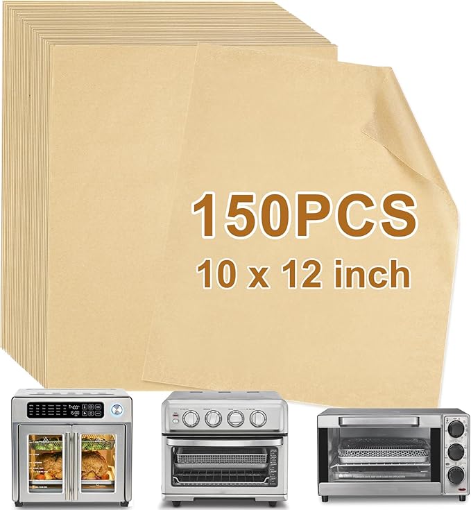 YQL 10x12 Inch 150PCS Disposable Air Fryer Liners, Unbleached Parchment Paper for Emeril Lagasse French Door 360 Air Fryer, Breville/Cuisinart/Hamilton Beach Toaster Oven Accessories