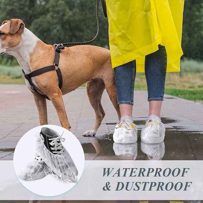 1000 Pcs Disposable Shoe Covers Boot Cover Waterproof Non Slip Shoe Protector Booties Covers for Indoor Carpet Floor Workplace Protection, One Size Fit Most(White)