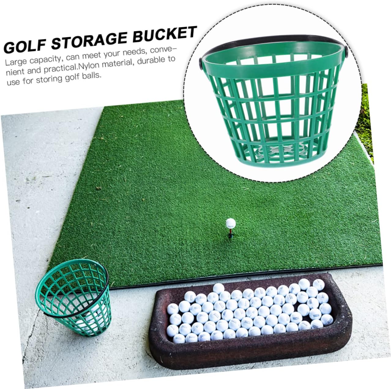 Portable Golf Ball Storage Basket Container with Handle for Outdoor Sports Practice Organizing Balls and
