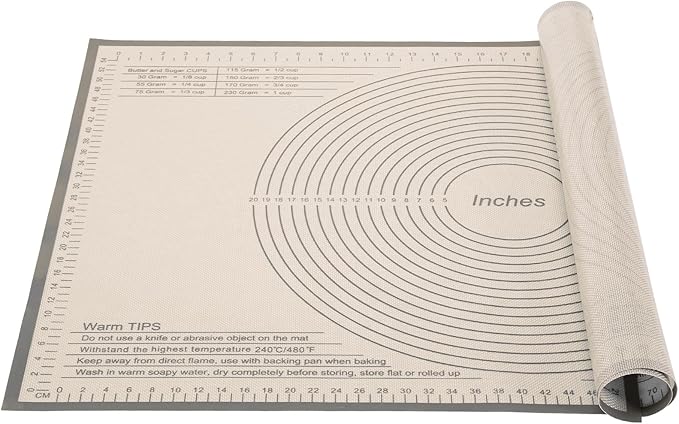 Silicone Pastry Mat 34x26 Inch - Nonstick Baking Mat Perfect for Dough, Pastry, Pie Crust, Fondant, Bread, Cookies, Pasta, Pizza