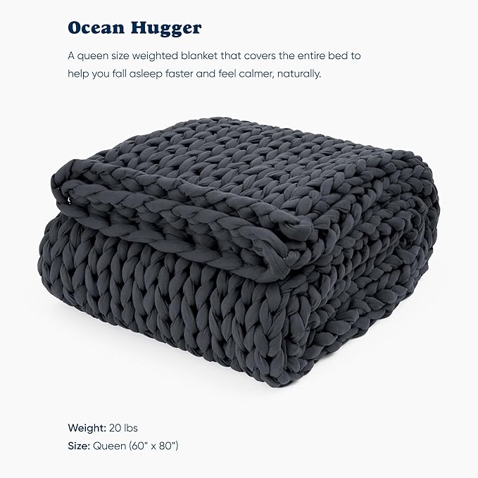 Bearaby Heavy Weight Weighted Ocean Polyfill Hugger Blanket (Asteroid Grey, 20 lbs.)