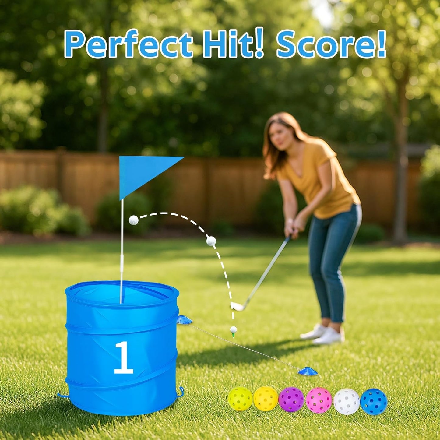 3 Holes Backyard Golf Game with 2 Clubs,Yard Game for Adult and Family,Golf Chipping Games for Practice,Beach,Lawn,Camping,Park