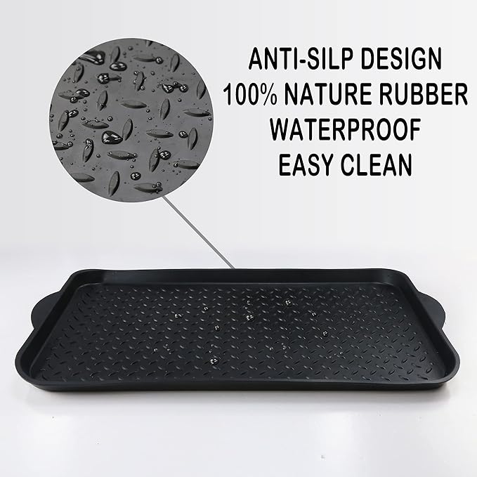 Matace 1 Pack Rubber Small Boot Tray for Entryway,Boot Mat,Shoe Tray,Shoe Mat for Indoor and Outdoor Use, 27.95"x 15.74" (Pack of 1)
