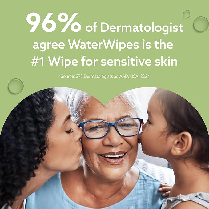 WaterWipes Sensitive+ Baby & Toddler Wipes, 3-In-1 Cleans, Cares, Protects, 99.9% Water, Textured Clean, Unscented & Hypoallergenic, 1080 Count (18 Packs)