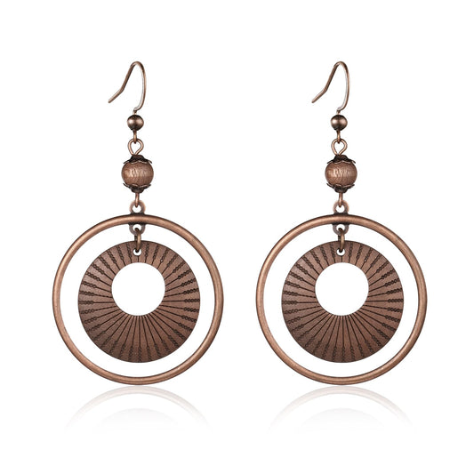 Silver/Gold Boho Dangle Statement Earrings for Women Trendy,Handmade Vintage Dainty Cute Long Drop Summer Earrings,fashion Accessories Jewelry Gifts (A69 Wooden Beads Hoop Bronze Earrings)