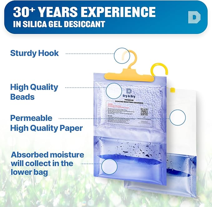 Dry & Dry Moisture Absorbers Dehumidifiers for Home, Basement, Bedroom, Small Dehumidifiers - Moisture Absorbers - White - 6 Packs (14 ounce/pack)