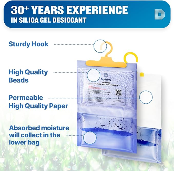 Dry & Dry 9 Packs [Net 14 Oz/Pack] Moisture Absorbers for Home, Basement & Bedroom - Small Dehumidifiers