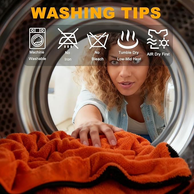 2 Pack Dual-Size Car Drying Towel, Microfiber Towels for Cars, Dual Sided Quick Dry Towel, Drying Towels Car Detailing for Cars, Trucks, SUV [Orange/Gray] (36”x24”Orange/Gray)