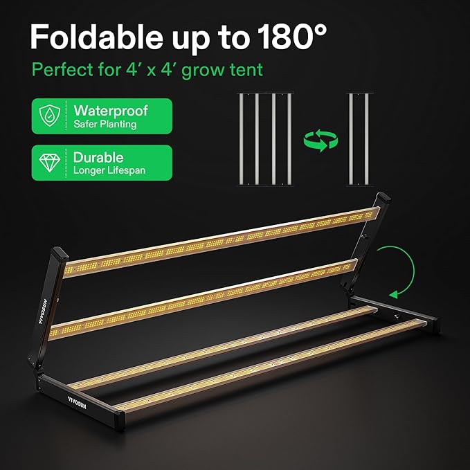 VIVOSUN VSFL4300 Bar LED Grow Light, 430W 4 Bars Plant Grow Light, Foldable & Dimmable, Full Spectrum with UR/FR Light for Indoor Plants