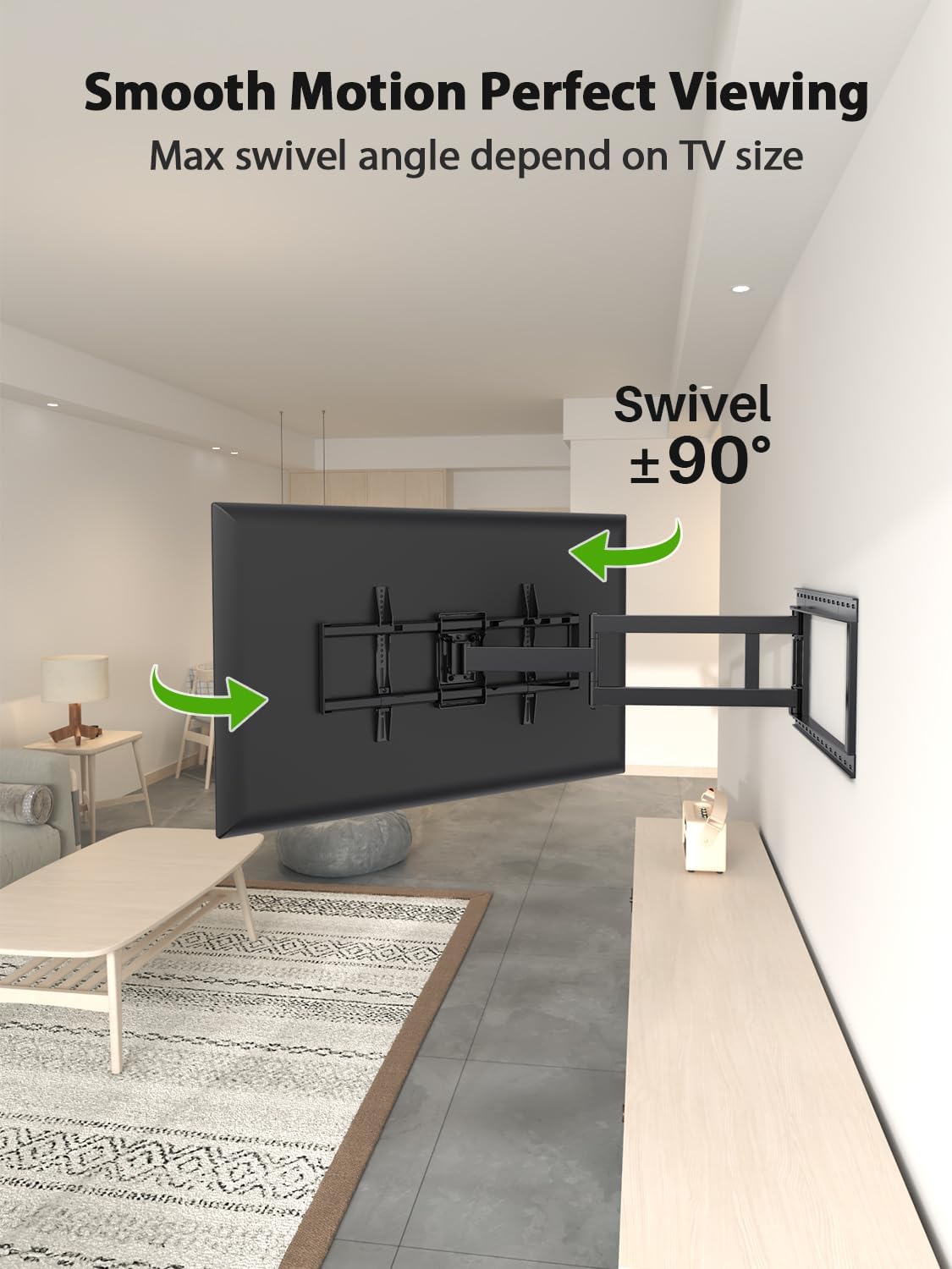 USX Mount Long Arm TV Wall Mount for Most 42-90 inch Television 40 Inch Extension Full Motion TV Mount，Wall Mount Bracket with 90°Swivel Up to 150lbs Fits 16” 18” 20” 24” Stud VESA 800x400mm
