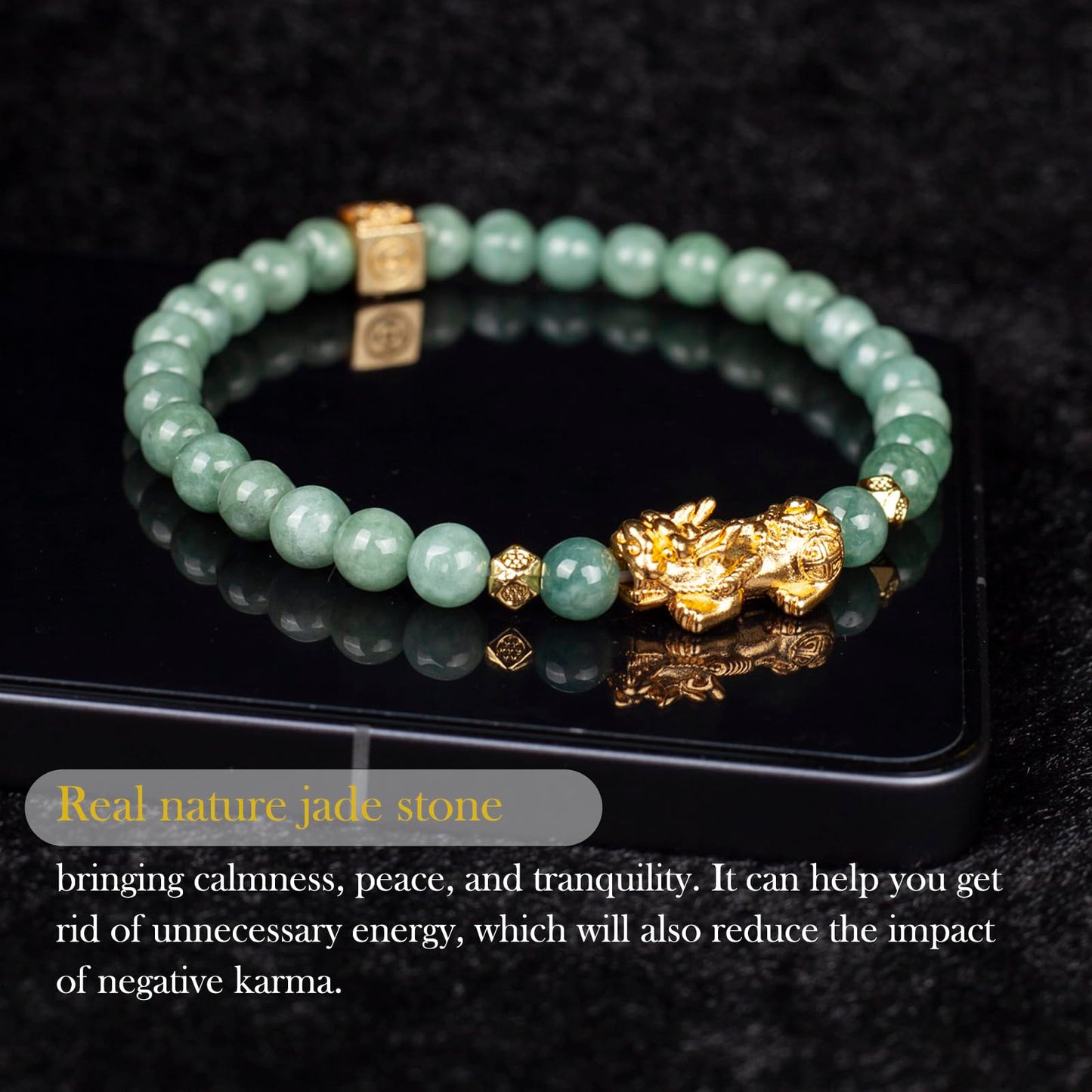 AROUROUA Fengshui Wealth Bracelet Green Real Jade Bracelet For Women Attract Lucky Wealthy Bracelets