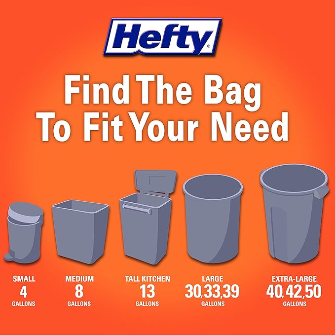 Hefty Small Garbage Bags, Flap Tie, Lavender & Sweet Vanilla Scent, 4 Gallon, 26 Count (Pack of 12)