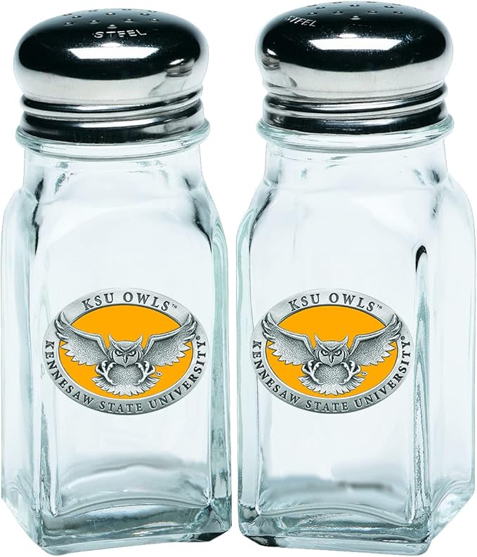 Heritage Pewter Kennesaw State Salt and Pepper Shaker Set of 2 Bottles | Expertly Crafted Pewter Glass